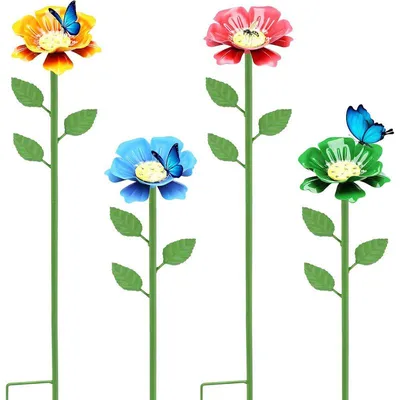 Produktbild von 4er Set Bienentränke Garten Blütendesign, Insekten- & Vogeltränke aus Metall, Wetterfeste Wasserstation für Balkon & Beet
