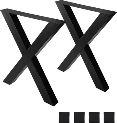 Immagine prodotto di Gambe per tavolo, acciaio, altezza 71 cm, design a X, piastra di montaggio più ampia, facile da montare