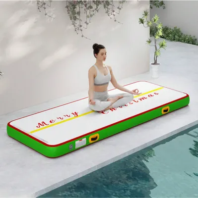 Produktbild von Air Matte Track, 300cm Tumbling Luft Matte/Kohlefaser/Pfadstil mit Luftpumpe, 10cm Hoch Tumbling Matte, Aufblasbar Gymnastikmatte fš¹r Training/Tumbling/Yoga/Outdoor/Fitness (mit Buchstaben)