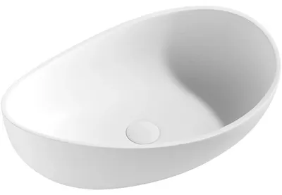 Immagine prodotto di CERANO - Lavabo in marmo colato Valentino - da appoggio - bianco opaco - 60x37 cm