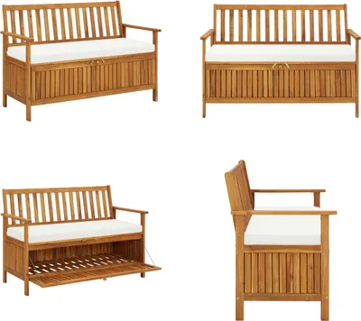 Produktbild von vidaXL Garten Aufbewahrungsbank Akazienholz Massiv 120 x 63 x 84 cm - Bank - Bänke - Flurbank - Flurbänke