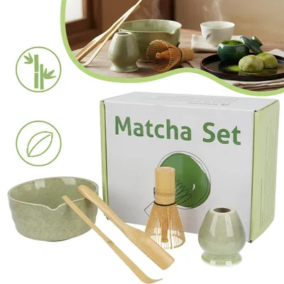 Produktbild von 5‑Teiliges Matcha Tee‑Set, Keramik Matcha‑Schale, für die Zubereitung von Matcha‑Tee, Ideales Geschenk für Tee‑Liehaber