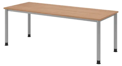 Produktbild von bümö Schreibtisch Serie-H - Gestell: Silber, Nachbildung: Nussbaum, Größe:  200 x 80 cm