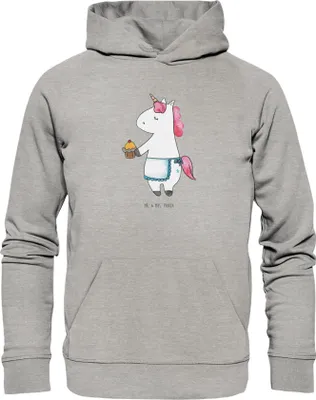 Produktbild von Mr. & Mrs. Panda Kuschelhoodie Einhorn Muffin Größe XS - Heather Grey - Geschenk, Grüße, Kapuzenpulli, Hoodie, Geburtstagsgrüße, Hoody, Pullover, Sweatshirt, Unicorn