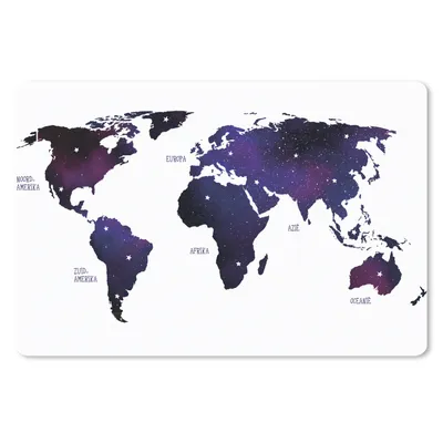 Produktbild von MuchoWow® Schreibtischunterlage Weltkarte - Lila - Sternenhimmel - Kinder - Jungen - Mädchen 60x40 cm - XXL Mauspad - Großes Mauspad
