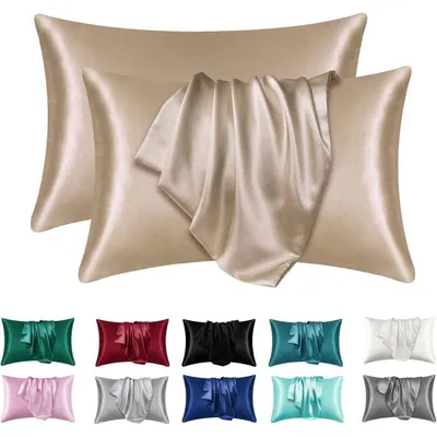 Produktbild von Kissenbezug Satin-Seide Taupe 50x75 cm 2 Stück