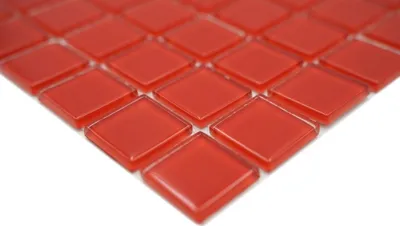 Produktbild von Handmuster Mosaikfliese Transluzent rot Glasmosaik Crystal rot BAD WC Küche WAND MOS60-0904_m