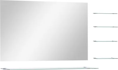 Image de The Living Store miroir mural avec 5 étagères argenté 100×60 cm