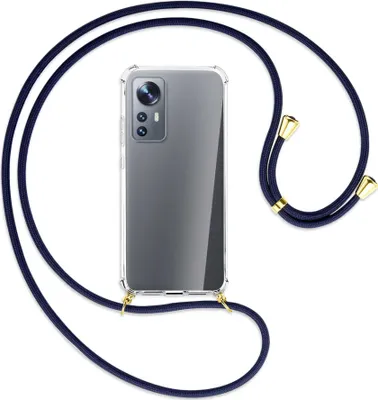 Produktbild von Handykette Backcover-Schutzhülle mit Band (Metall goldfarben) für Xiaomi 12 - dunkelblau