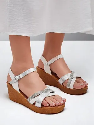 Obrázek produktu pro Royalfashion Dámské sandály na klínu s kamínky a třpytkami Glittera, velikost 38