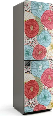 Produktbild von Blumenmuster in Farben – Magnetische Kühlschrank Abdeckung – Dekorfolie magnetisch Küche – Kühlschrank Magnet Deko – selbstklebende Magnettafel – Magnetfolie für Kühlschranktür – 60x205 cm