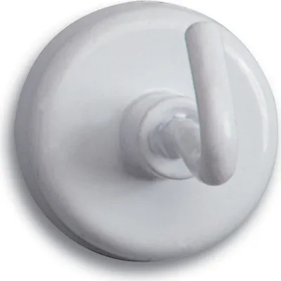 Produktbild von MAUL Magnet rund 5 Stück 12 kg Stahl Metall Ferrit mit haken 3.6 x 4.7 x 4.7 cm weiß