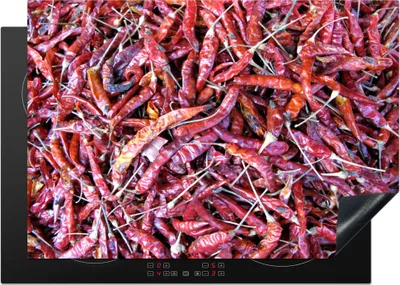 Produktbild von KitchenYeah© Herdabdeckplatte Rote Cayennepfeffer auf einem Haufen , 75x52cm, Küche Deko, Glaskeramikkochfeld Herdabdeckung, Abdeckplatte fùr Kochfeld