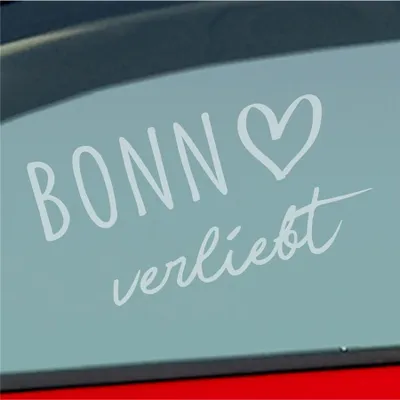 Produktbild von Auto Aufkleber Bonn verliebt Herz Stadt Heimat Liebe Car 19x10 cm Milchglas Sticker Heckscheibenaufkleber
