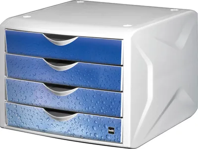Obrázok produktu pre helit Schubladenbox the chameleon blau DIN A4 mit 4 Schubladen (H6129634)