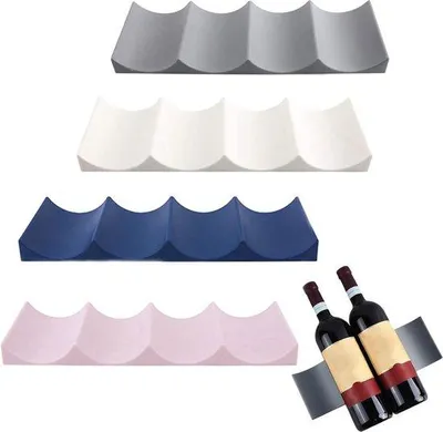 Image de Cave à vin empilable pour 4 bouteilles, gris, bleu et blanc