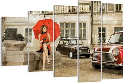 Produktbild von Bild auf Leinwand - Leinwandbild - Attraktiv Frau Spaziergang Regenschirm - 150x100cm - Wand Bild - Wanddeko - Leinwanddruck - Bilder - Kunstdruck - Leinwand bilder - Wandkunst - EG150x100-2384