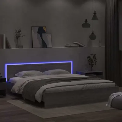 Produktbild von Bettgestell moderne - mit Kopfteil - und LED-Beleuchtung Grau Sonoma - Polsterbett CC11303