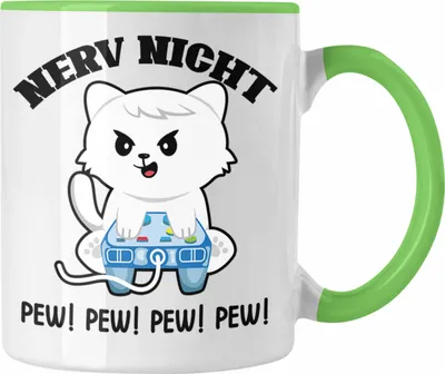 Produktbild von Trendation - Lustige Gamer Tasse Nerv Nicht Pew Pew Geschenk Zocker Lustiger Spruch Geschenkidee Jungs (Grün)