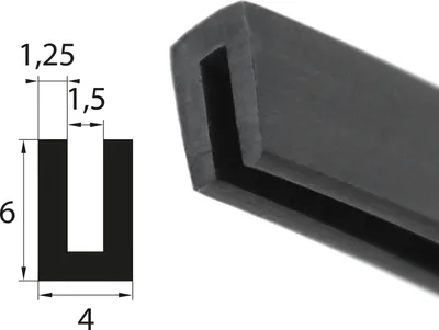 Produktbild von V48 Fassungsprofil Fassungsbereich 1,5 mm Kantenschutz EPDM Gummiprofil Gummidichtung