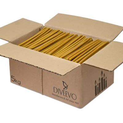 Obrázok produktu pre Kartón 5 kg - 1750 ks Žlté kláštorné sviečky N140 z včelieho vosku