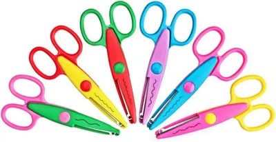 Produktbild von Bunte Kinderscheren Set, 6er-Pack, Bastelscheren für Kinder, Zick-Zack Muster, 13,5 cm