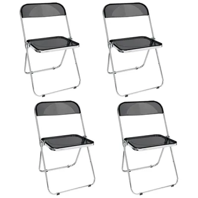 Produktbild von 4er Set Klappstuhl Lounge-Sessel Besuchersstuhl PET Transparente Schwarz