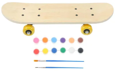 Immagine prodotto di Tavola da skateboard da 43 cm in legno, non verniciata, con set di colori per la pittura