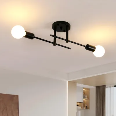 Productafbeelding van Comely Kroonluchter Zwart, 2-lichts, E27, industriële plafondlamp