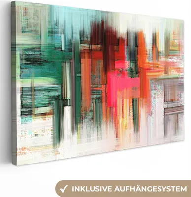 Produktbild von MuchoWow® - Leinwandbilder - Ölgemälde - Abstrakt, Wandbild, Wanddeko Bilder Wohnzimmer, 120x80cm