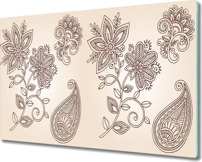 Produktbild von Glas Schneidebrett Herdabdeckplatten Schneideplatten - 80x52 cm - Blumen Paisley
