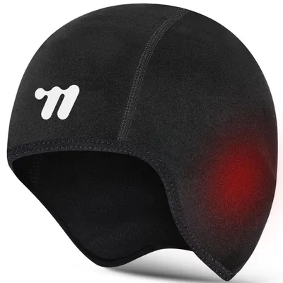 Produktbild von Fahrradmütze unter Helm mit Brillen-Loch, winddicht, warm, Einheitsgröße, Schwarz