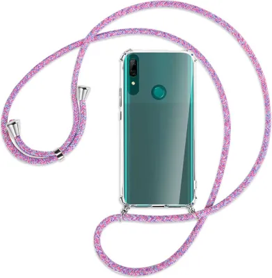 Produktbild von Handykette Backcover-Schutzhülle mit Band (Metall silberfarben) für Huawei P Smart Z - lila/rosa/blau