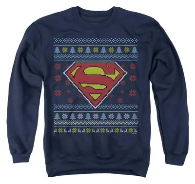 Produktbild von Superman - "Ugly Christmas" Sweatshirt für Herren/Damen Uni, Logo TV40380 (M) (Marine)