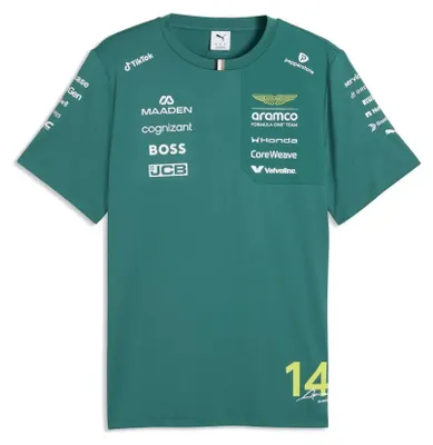 Obrázek produktu pro Tričko Aston Martin, Fernando Alonso, tým, značka Puma, zelené, sezóna 2026, velikost XL