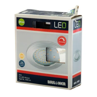 Produktbild von Briloner LED Einbauleuchte rund Chrom starr IP44 10,5W 1000lm Warmweiß 3000K 110° dimmbar