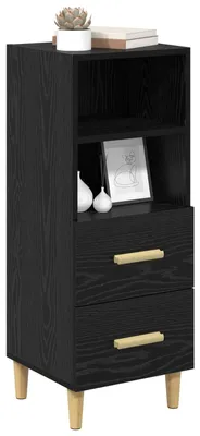 Image de vidaXL Sideboard noir imitation chêne 34 x 34,5 x 90 cm Matériau dérivé du bois