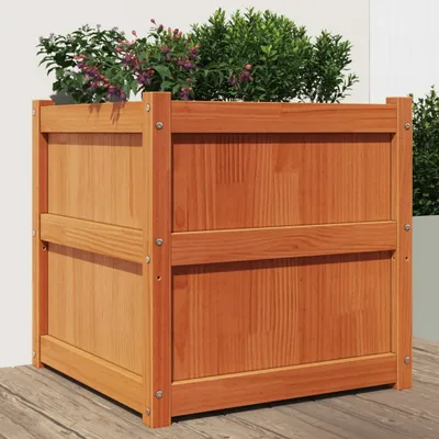 Zdjęcie produktu dla Maison Exclusive – donica na rośliny w kolorze brązowym 60 x 60 x 60 cm, lite drewno sosnowe