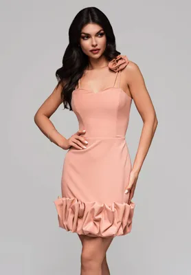 Produktbild von Ombre Kurzes Abendkleid mit Rüschen und Blütendetai orange L