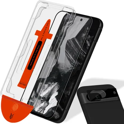 Obrázek produktu pro 1-balení Google Pixel 8A Ochranné sklo na displej & 1-balení ochrana objektivu - Tvrzené sklo | [Automatická instalace] - Bez bublin