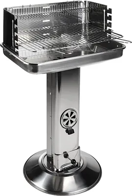 Obrázek produktu pro Sloupový gril z nerezové oceli - výška grilu 74-88 cm - 5 poloh výškově nastavitelného grilovacího roštu, grilování