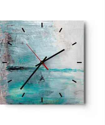 Produktbild von Wanduhr - Quadrat - Glasuhr - Abstraktion modern - 40x40cm - Schleichendes Uhrwerk - Lautlos - zum Aufhängen bereit - Dekoration Modern - Wanddekoration aus Glas - C3AC40x40-3591