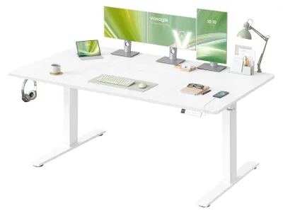 Immagine prodotto di Scrivania regolabile in altezza con porta USB e funzione di memoria | Bianco opaco | 160x80x72-120 cm