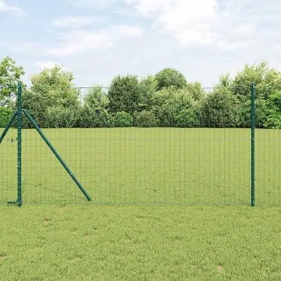 Produktbild von Eurozaun zur Bodenmontage aus grünem PVC-beschichtetem Stahl, 25 x 1, Maschengröße 50 x 75 mm, wetterbeständig für Garten, Terrassen und Außenbereiche