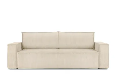 Obrázok produktu pre Rozkladacia pohovka Konsimo s funkciou spania s kontajnerom na lôžkoviny s podrúčkami "NAPI", béžová, manšestrová látka, podkrovie, 244x89x101 cm