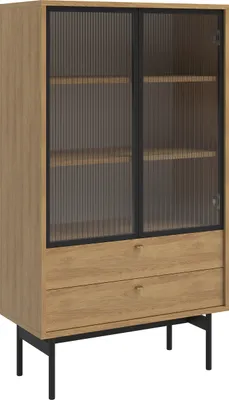 Obrázok produktu pre Selsey Olar - Vitrína s 2 policami, vzhľad dreva hickory prírodný, 85 cm
