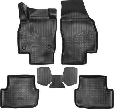 Image de Tapis De Sol En Caoutchouc TPE Pour Skoda Fabia 4 Depuis 2021 4pcs, Système de Fixation Bord Haut Noir Antidérapant Toutes Saisons