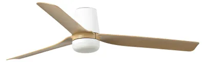 Produktbild von Energiespar Deckenventilator mit LED Beleuchtung und Fernbedienung Punt Tub Weiß / Ahorn