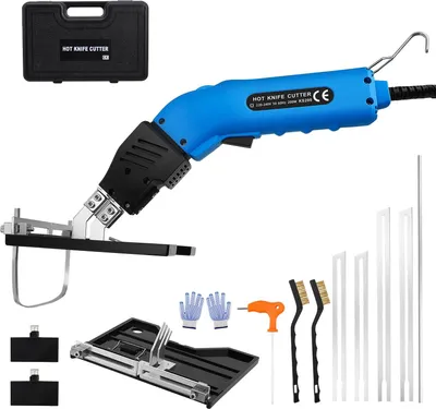 Immagine prodotto di Taglia-schiuma 2-in-1 - Taglierina elettrica a caldo 220V (standard europeo) - Temperatura regolabile fino a 600°C - Lame di taglio - Adatta per tessuti, corde, polistirolo
