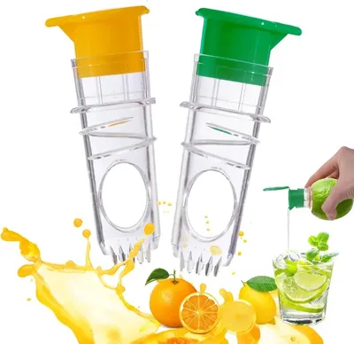 Zdjęcie produktu dla Wyciskarka do cytrusów - 2 sztuki - Ręczna wyciskarka do owoców cytrusowych z zamknięciem śrubowym i filtrem - Wyciskarka z tworzywa sztucznego z pokrywką - Do cytryn, pomarańczy/limonek